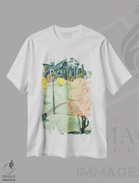 تیشرت سفید طرح دار پارک کاتدرال، هنر فاخر معاصر اثر دبورا ایو آلاسترا | فروشگاه ایماژ