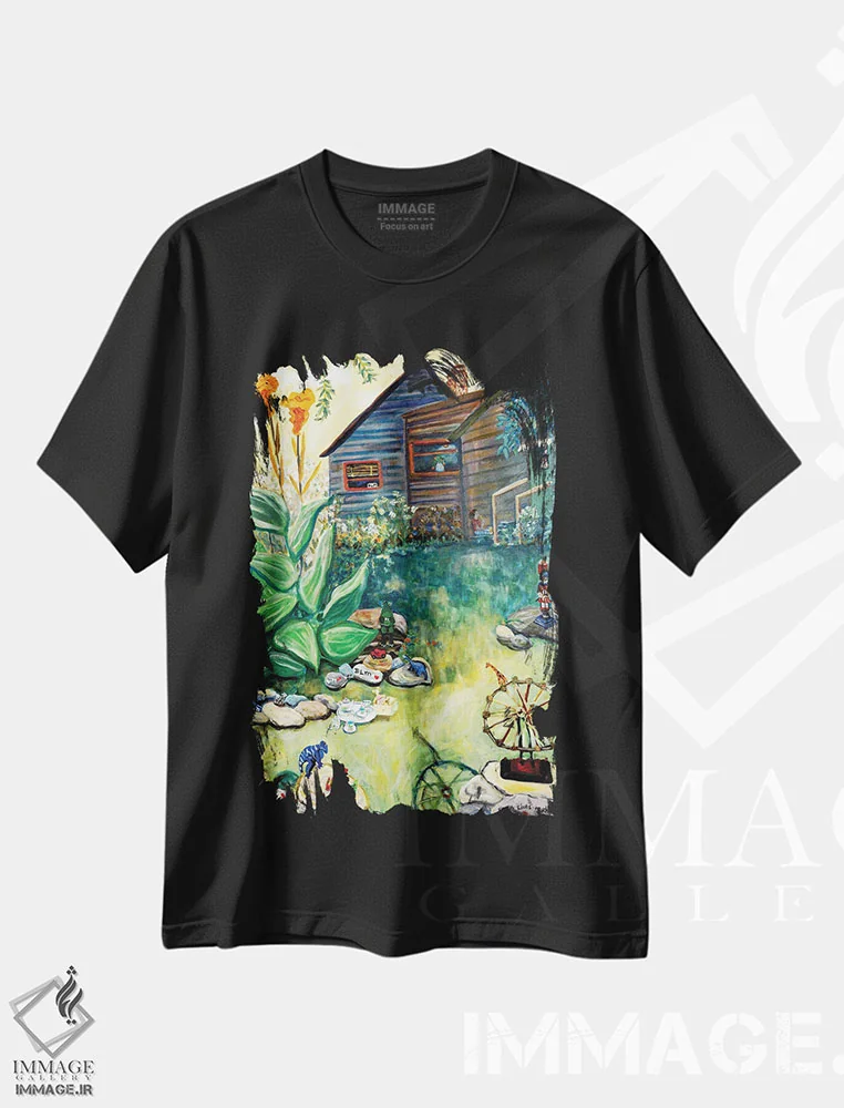 تیشرت مشکی طرح دار بازی کرونایی، هنر آمریکایی آفریقایی تبار اثر دبورا ایو آلاسترا | فروشگاه ایماژ