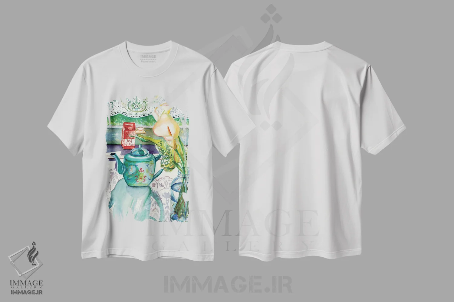 تیشرت سفید طرح دار انعکاس ها بر تور، هنر فاخر معاصر اثر دبورا ایو آلاسترا | immage.ir