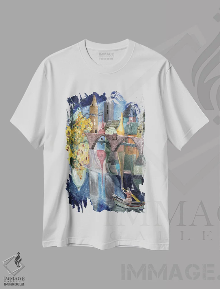 تیشرت سفید طرح دار مقابله با جریان آب، هنر فاخر معاصر اثر دبورا ایو آلاسترا | immage.ir
