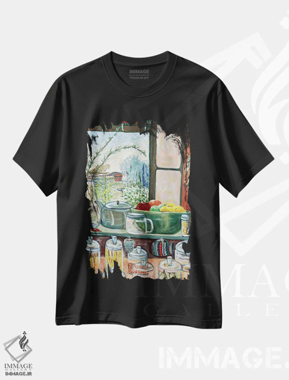 تیشرت مشکی طرح دار آشپزخانهٔ من، هنر فاخر معاصر اثر دبورا ایو آلاسترا | immage.ir