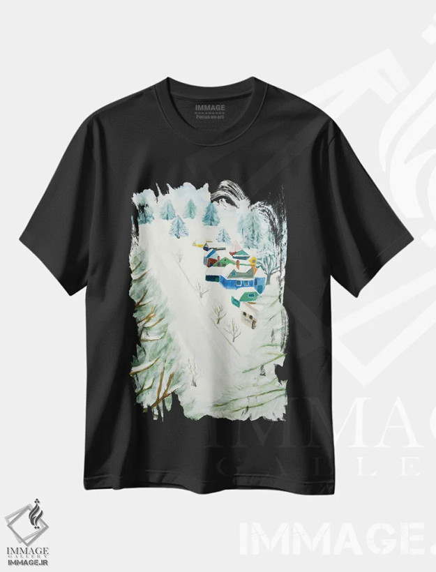 تیشرت مشکی طرح دار برف تِیبر، هنر فاخر معاصر اثر دبورا ایو آلاسترا | فروشگاه ایماژ