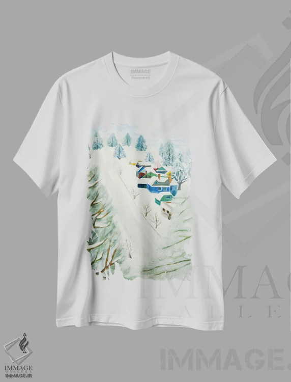 تیشرت سفید طرح دار برف تِیبر، هنر فاخر معاصر اثر دبورا ایو آلاسترا | immage.ir