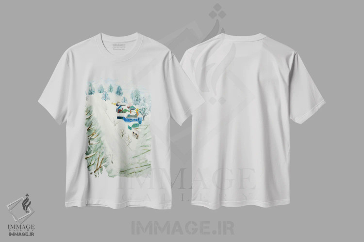 تیشرت سفید طرح دار برف تِیبر، هنر فاخر معاصر اثر دبورا ایو آلاسترا | immage.ir