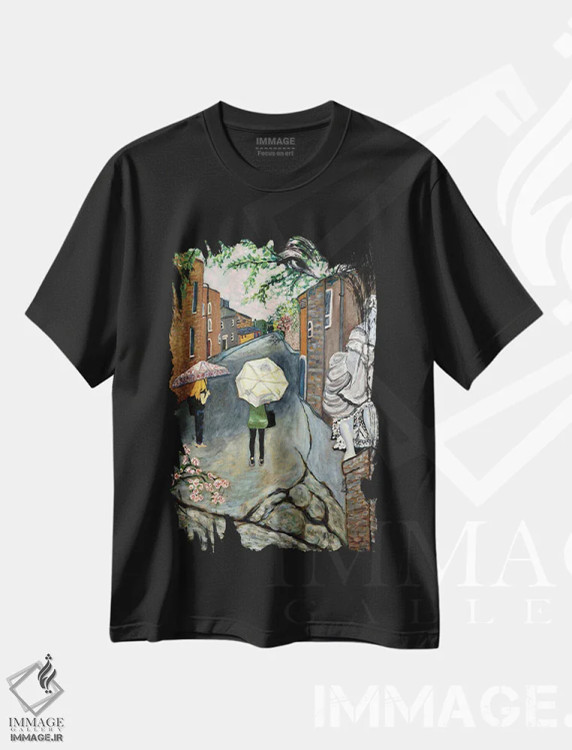 تیشرت مشکی طرح دار نگاهگر، هنر فاخر معاصر اثر دبورا ایو آلاسترا | immage.ir
