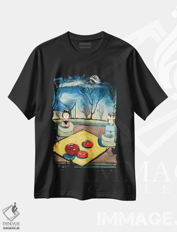 تیشرت مشکی طرح دار شب آرام، دکور آسیایی اثر دبورا ایو آلاسترا | فروشگاه ایماژ