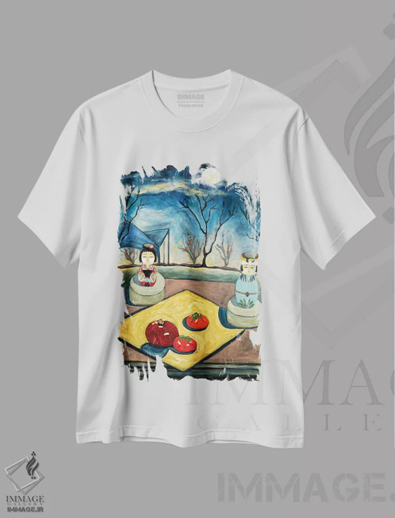 تیشرت سفید طرح دار شب آرام، دکور آسیایی اثر دبورا ایو آلاسترا | immage.ir