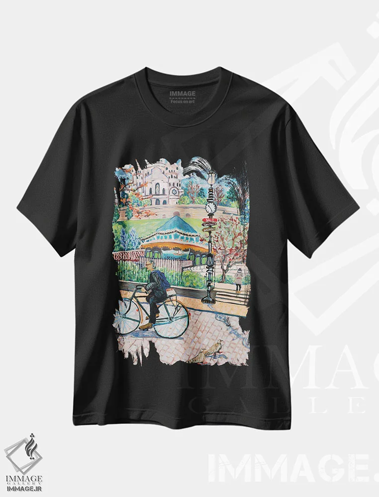 تیشرت مشکی طرح دار نمای سکرکر، هنر فاخر معاصر اثر دبورا ایو آلاسترا | immage.ir