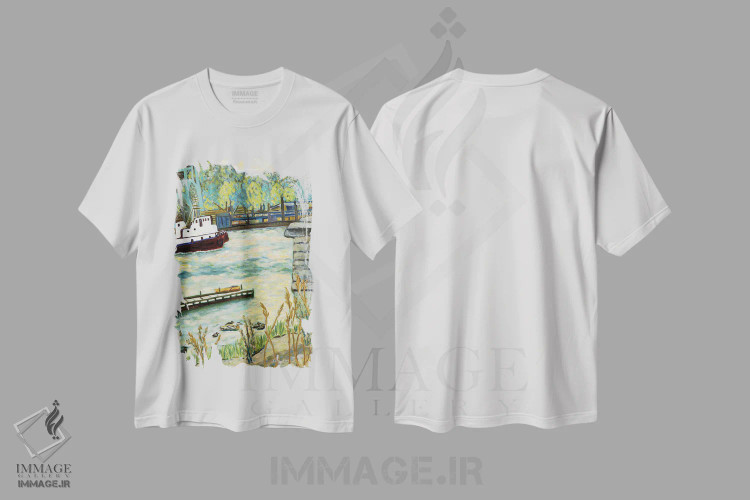 تیشرت سفید طرح دار زیر پل سنت جانز، هنر فاخر معاصر اثر دبورا ایو آلاسترا | فروشگاه ایماژ