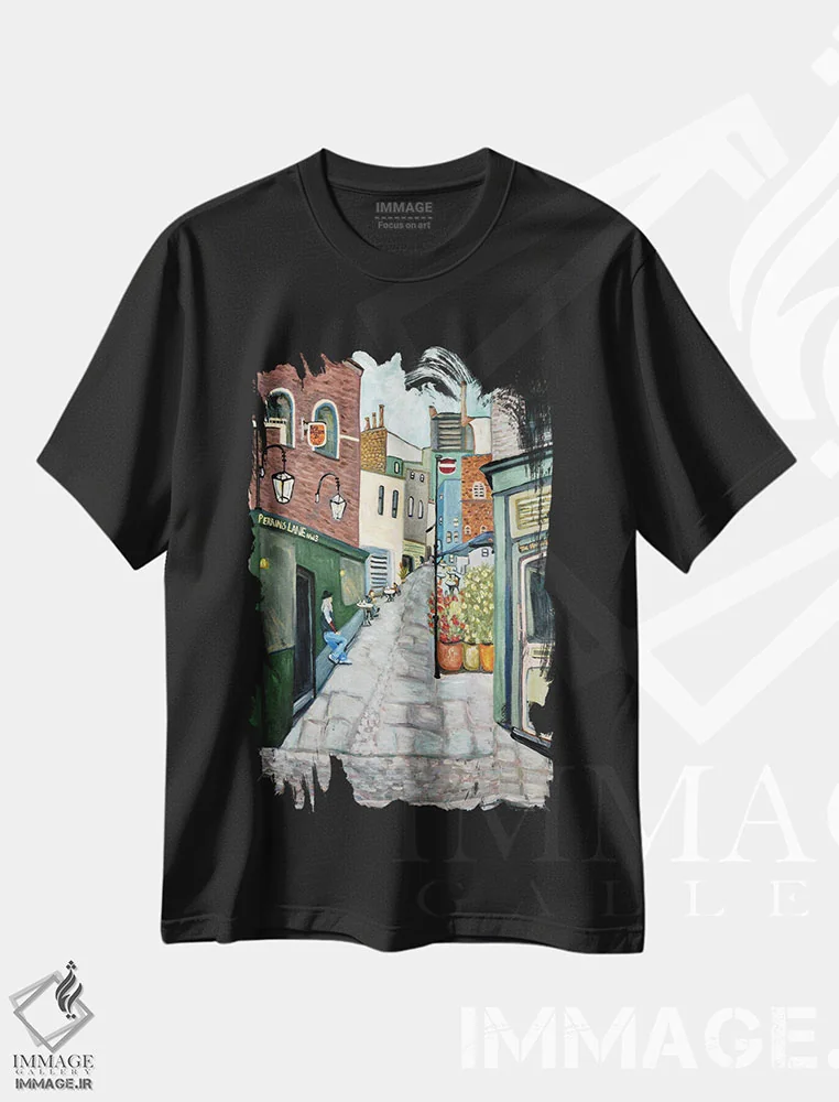 تیشرت مشکی طرح دار روستای همپستد، هنر فاخر معاصر اثر دبورا ایو آلاسترا | immage.ir