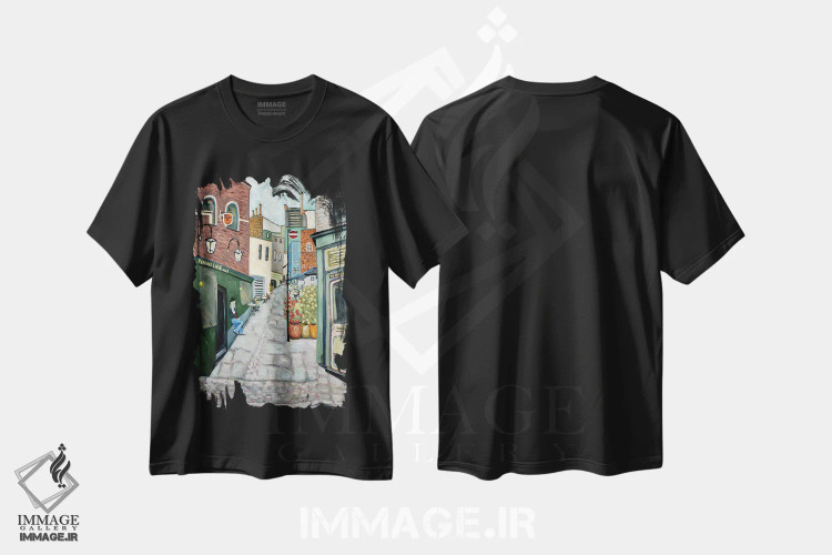 تیشرت مشکی طرح دار روستای همپستد، هنر فاخر معاصر اثر دبورا ایو آلاسترا | immage.ir