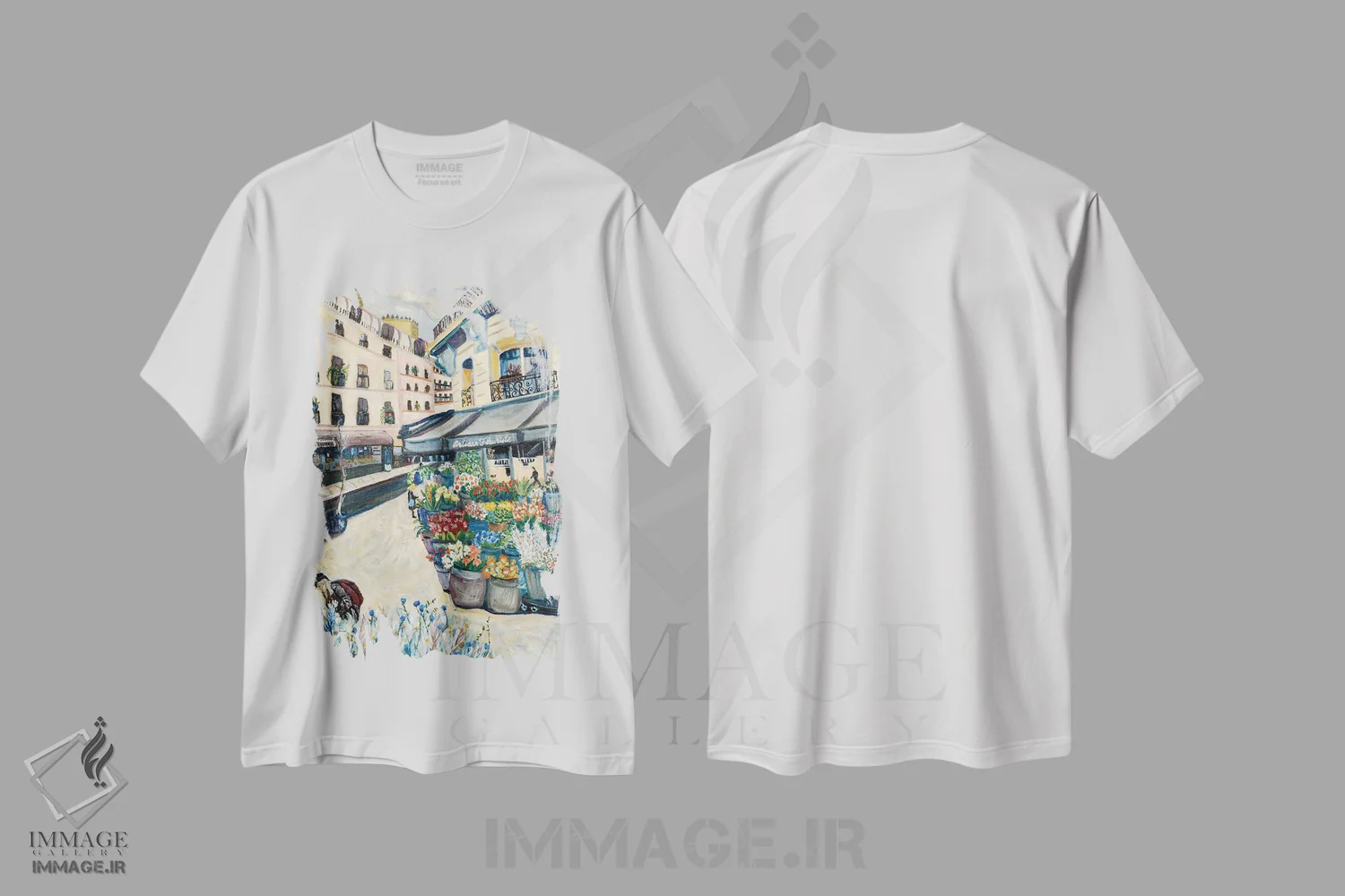 تیشرت سفید طرح دار گل های وحشی، هنر فاخر معاصر اثر دبورا ایو آلاسترا | فروشگاه ایماژ