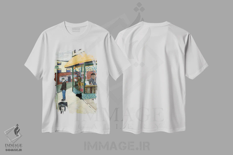 تیشرت سفید طرح دار شمال پورتلند، هنر فاخر معاصر اثر دبورا ایو آلاسترا | immage.ir