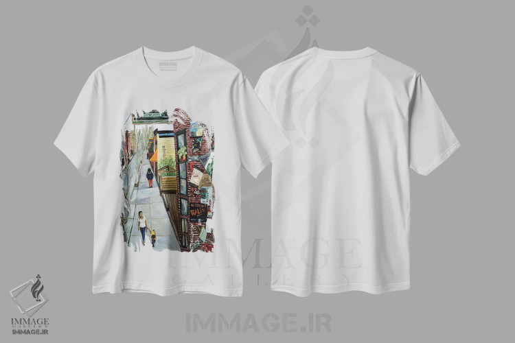 تیشرت سفید طرح دار بین شهری، دکور معاصر اثر دبورا ایو آلاسترا | فروشگاه ایماژ