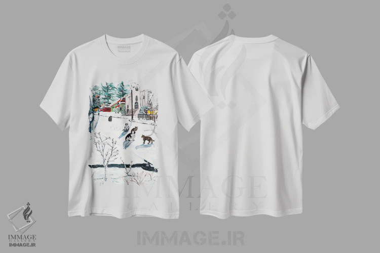 تیشرت سفید طرح دار گربه ها روی خیابان ۶۷ام، هنر فاخر معاصر اثر دبورا ایو آلاسترا | immage.ir