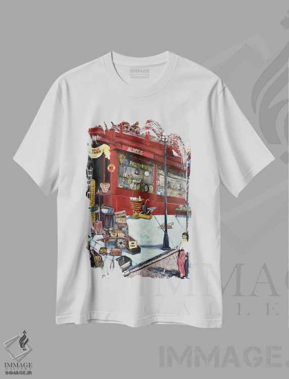 تیشرت سفید طرح دار خیابان پورتوبلو، هنر فاخر معاصر اثر دبورا ایو آلاسترا | immage.ir