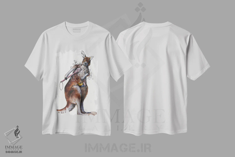 تیشرت سفید طرح دار حیوانات حمام ۴، مدیوم اثر دانا بروکس | فروشگاه ایماژ