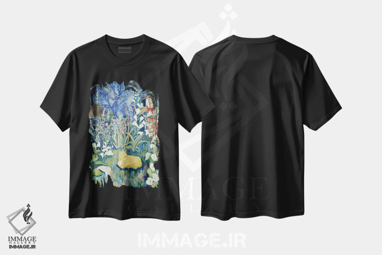 تیشرت مشکی طرح دار ختمی ماه تابی، دکور معاصر اثر دبورا ایو آلاسترا | immage.ir