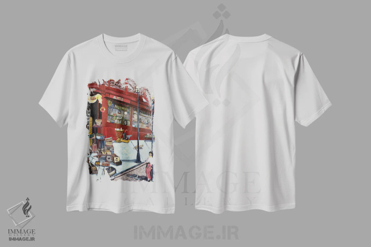 تیشرت سفید طرح دار خیابان پورتوبلو، هنر فاخر معاصر اثر دبورا ایو آلاسترا | immage.ir