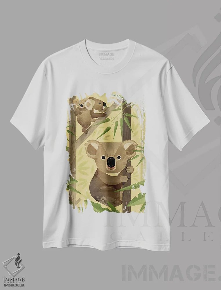 تیشرت سفید طرح دار کوآلا، هنر دیجیتال اثر دیتِر براون | فروشگاه ایماژ