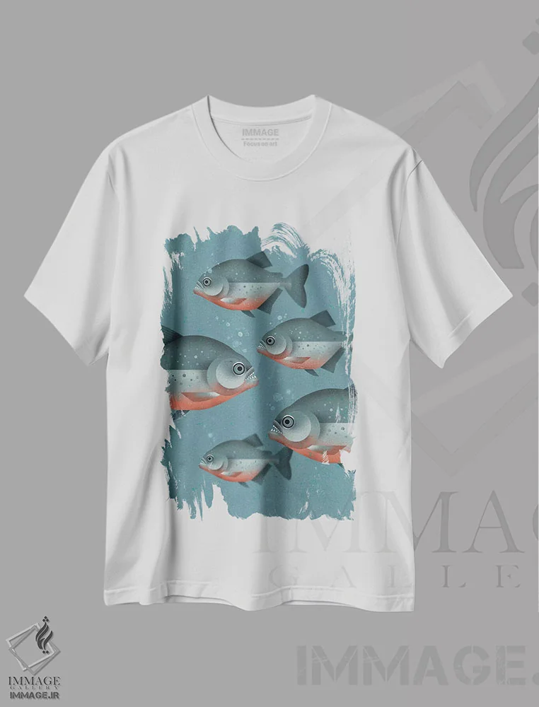 تیشرت سفید طرح دار پیراناها، هنر دیجیتال اثر دیتِر براون | فروشگاه ایماژ