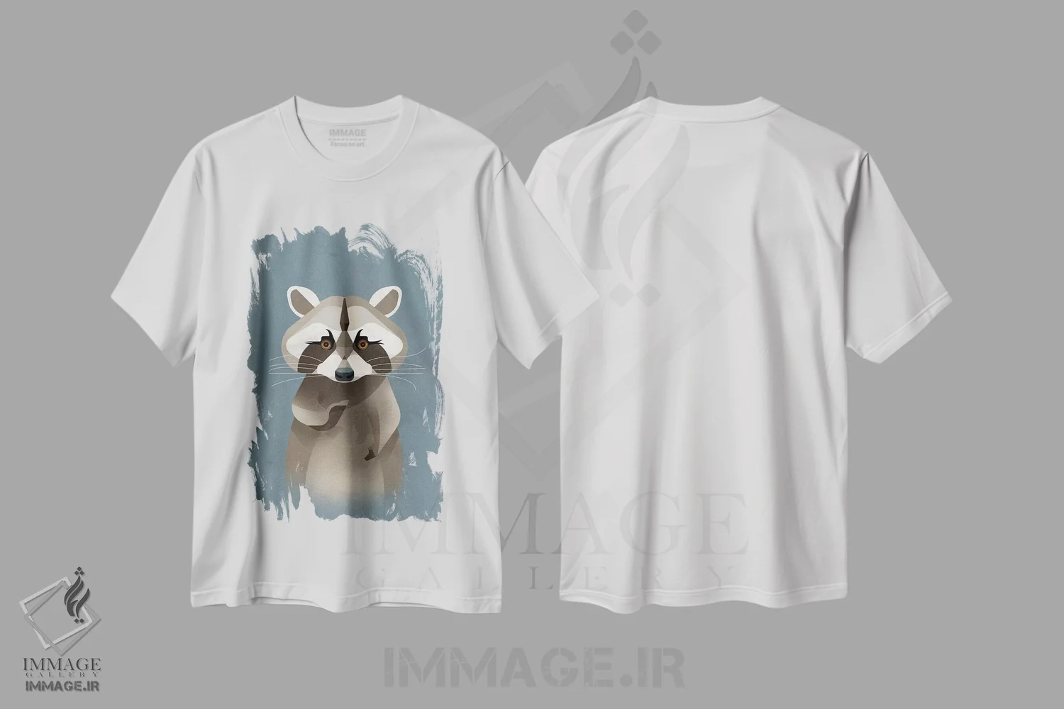 تیشرت سفید طرح دار راکون، هنر دیجیتال اثر دیتِر براون | immage.ir