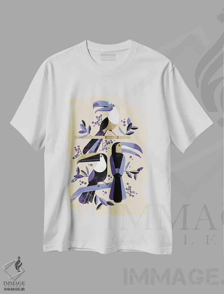 تیشرت سفید طرح دار توقان ها، تزئینی اثر دیتِر براون | فروشگاه ایماژ