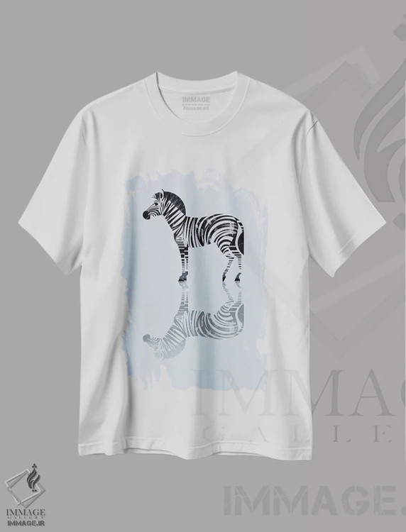 تیشرت سفید طرح دار گورخر، تزئینی اثر دیتِر براون | فروشگاه ایماژ