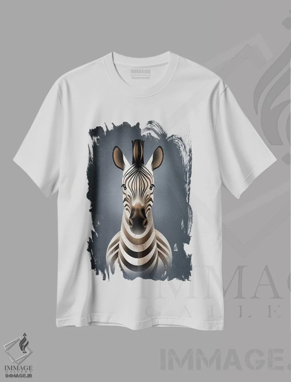 تیشرت سفید طرح دار گورخر ۲، تزئینی اثر دیتِر براون | immage.ir