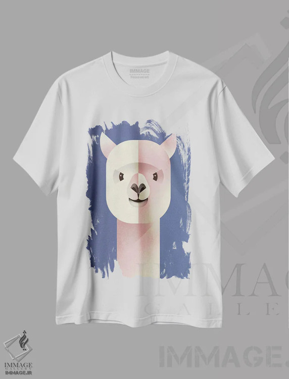 تیشرت سفید طرح دار آلپاکا، هنر دیجیتال اثر دیتِر براون | فروشگاه ایماژ