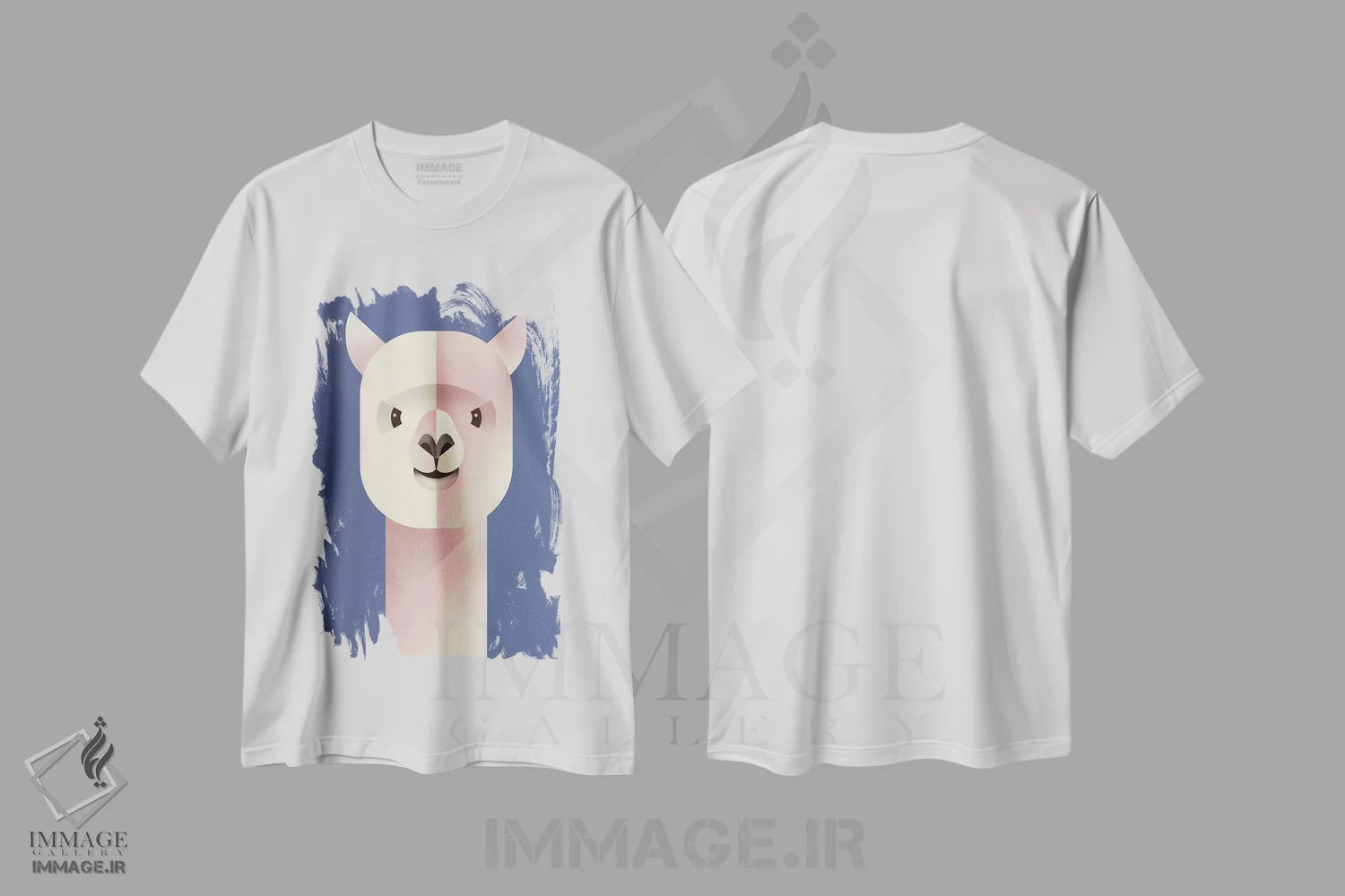 تیشرت سفید طرح دار آلپاکا، هنر دیجیتال اثر دیتِر براون | فروشگاه ایماژ