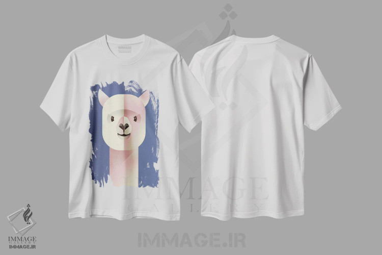 تیشرت سفید طرح دار آلپاکا، هنر دیجیتال اثر دیتِر براون | فروشگاه ایماژ
