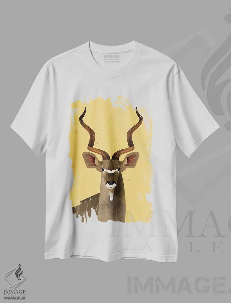تیشرت سفید طرح دار کودوی بزرگ، هنر دیجیتال اثر دیتِر براون | immage.ir