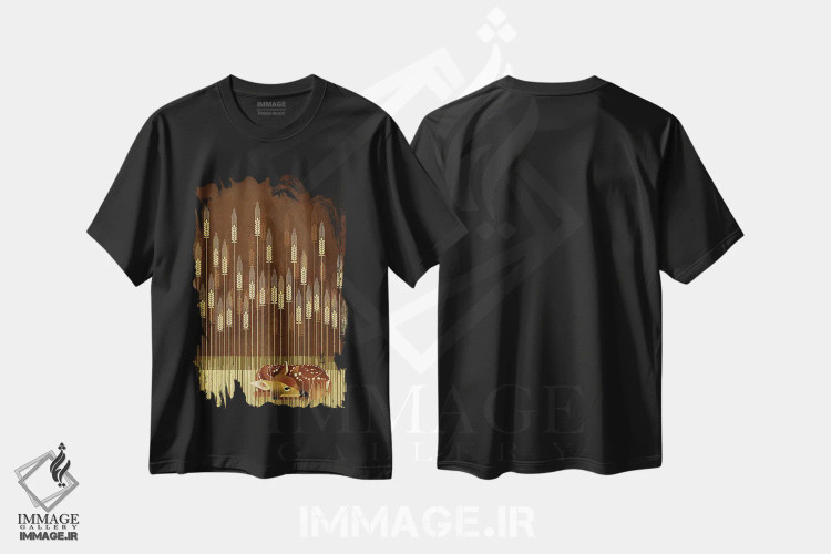 تیشرت مشکی طرح دار آهوچه، هنر دیجیتال اثر دیتِر براون | فروشگاه ایماژ