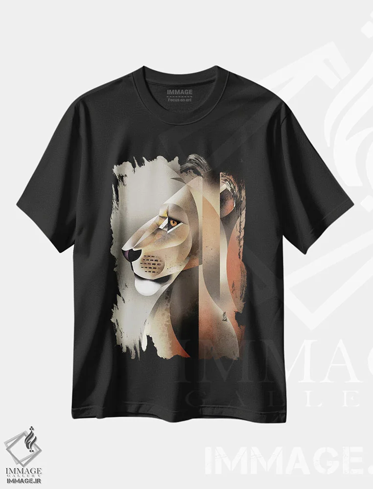 تیشرت مشکی طرح دار شیر، هنر دیجیتال اثر دیتِر براون | immage.ir