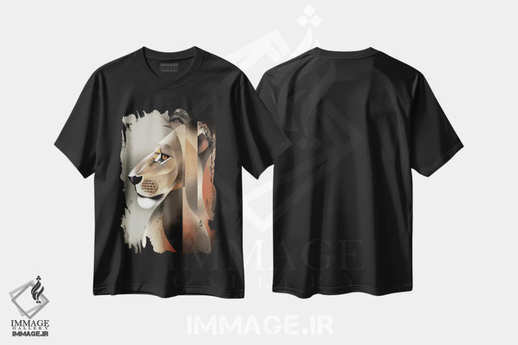 تیشرت مشکی طرح دار شیر، هنر دیجیتال اثر دیتِر براون | immage.ir
