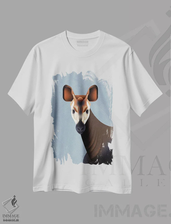 تیشرت سفید طرح دار اوکاپی، هنر دیجیتال اثر دیتِر براون | فروشگاه ایماژ