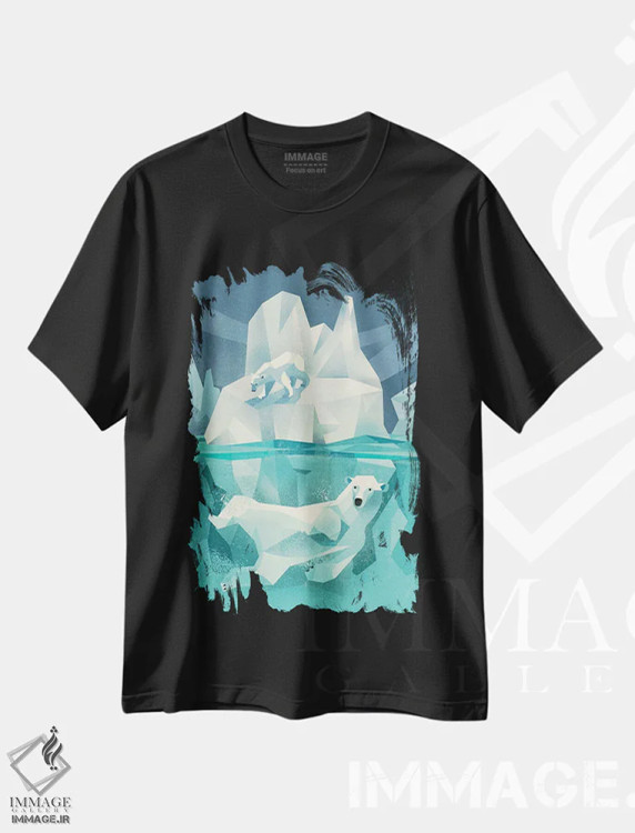 تیشرت مشکی طرح دار خرس قطبی، هنر دیجیتال اثر دیتِر براون | immage.ir