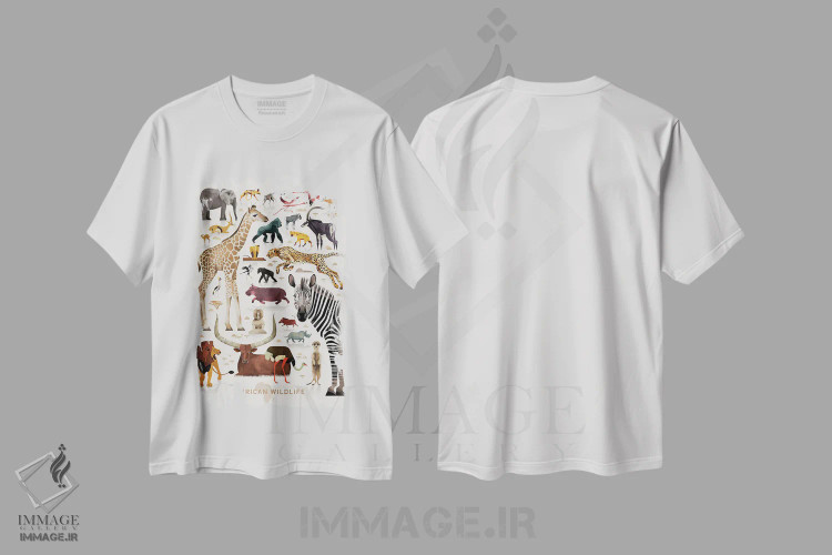 تیشرت سفید طرح دار حیات وحش آفریقا، هنر دیجیتال اثر دیتِر براون | immage.ir