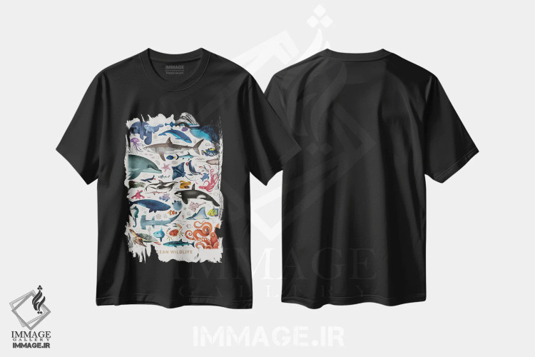 تیشرت مشکی طرح دار حیات وحش اقیانوس، هنر دیجیتال اثر دیتِر براون | فروشگاه ایماژ
