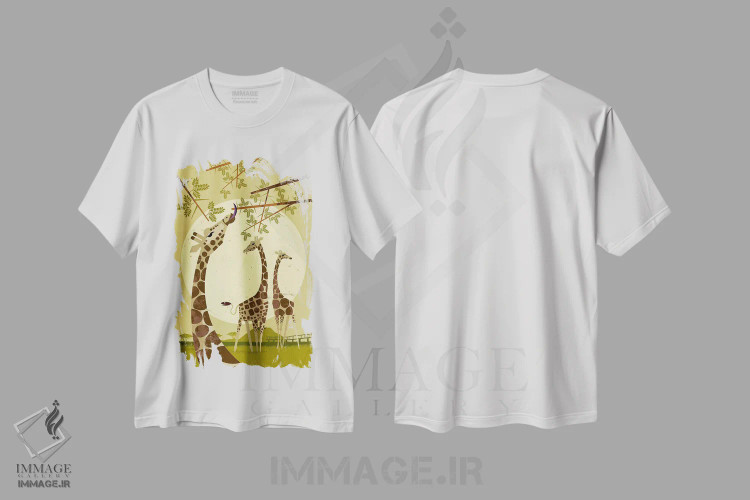 تیشرت سفید طرح دار زرافه ها، تزئینی اثر دیتِر براون | immage.ir