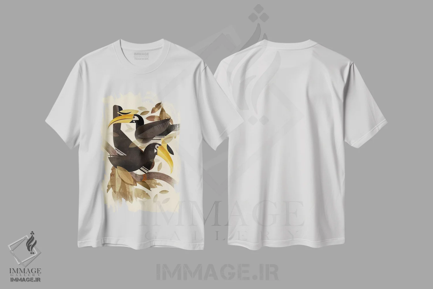 تیشرت سفید طرح دار نوک شاخ ها، تزئینی اثر دیتِر براون | فروشگاه ایماژ