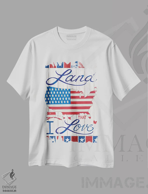 تیشرت سفید طرح دار سرزمینی که دوستش دارم، دکور روستایی اثر دب استرین | فروشگاه ایماژ
