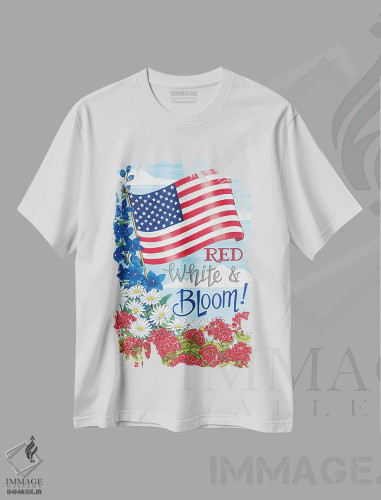 تیشرت سفید طرح دار قرمز، سفید و شکوفا!، دکور روستایی اثر دب استرین | فروشگاه ایماژ