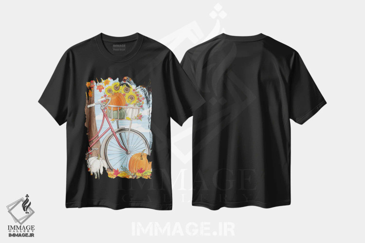 تیشرت مشکی طرح دار دوچرخه پاییزی، دکور معاصر اثر دب استرین | immage.ir