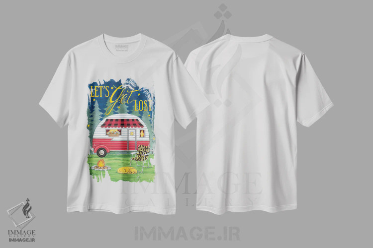 تیشرت سفید طرح دار بیا گم شویم، تایپوگرافی اثر دب استرین | فروشگاه ایماژ
