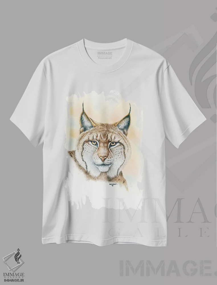 تیشرت سفید طرح دار سیاه گوش، هنر فاخر معاصر اثر دیو بارتولت | فروشگاه ایماژ