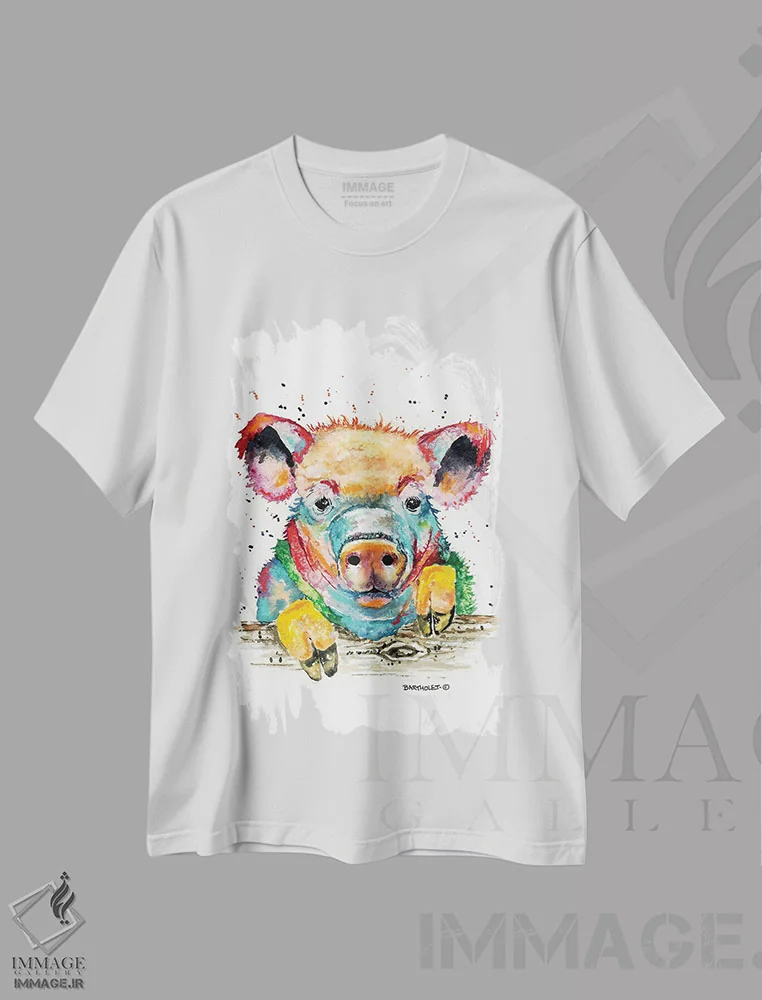 تیشرت سفید طرح دار خارپشت، هنر فاخر معاصر اثر دیو بارتولت | فروشگاه ایماژ