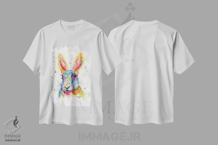 تیشرت سفید طرح دار خرگوش وحشی، هنر فاخر معاصر اثر دیو بارتولت | فروشگاه ایماژ