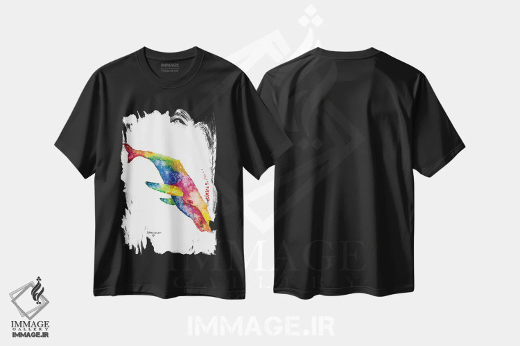 تیشرت مشکی طرح دار گوژپشت، دکور ساحلی اثر دیو بارتولت | فروشگاه ایماژ